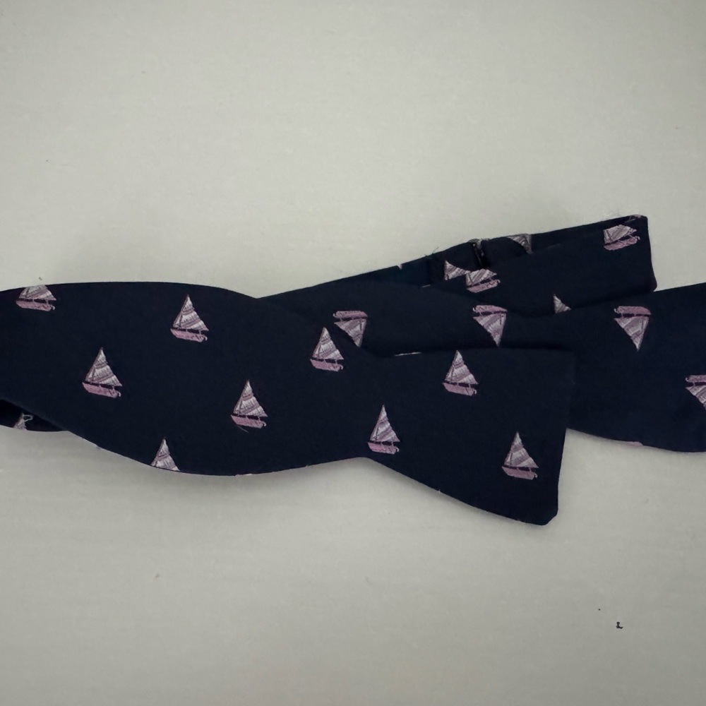 Beau Ties LTD- Navy Blue Sailboat Pattern Bow Tie